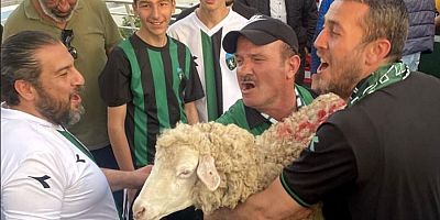 Taraftarlar koyunla basın açıklaması yaptı
