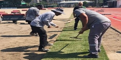 Brungada sahaya hibrit çim serilme işlemi başladı