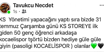 Tavukçu Necdetin öğrenci taraftarlara tişört jesti